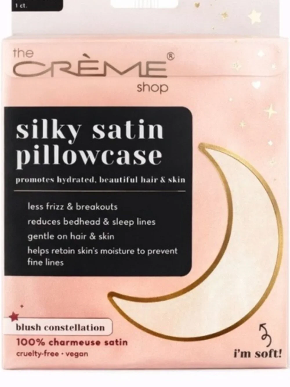 The Crème Shop Silky Satin Pillowcase (Blush Constellation)